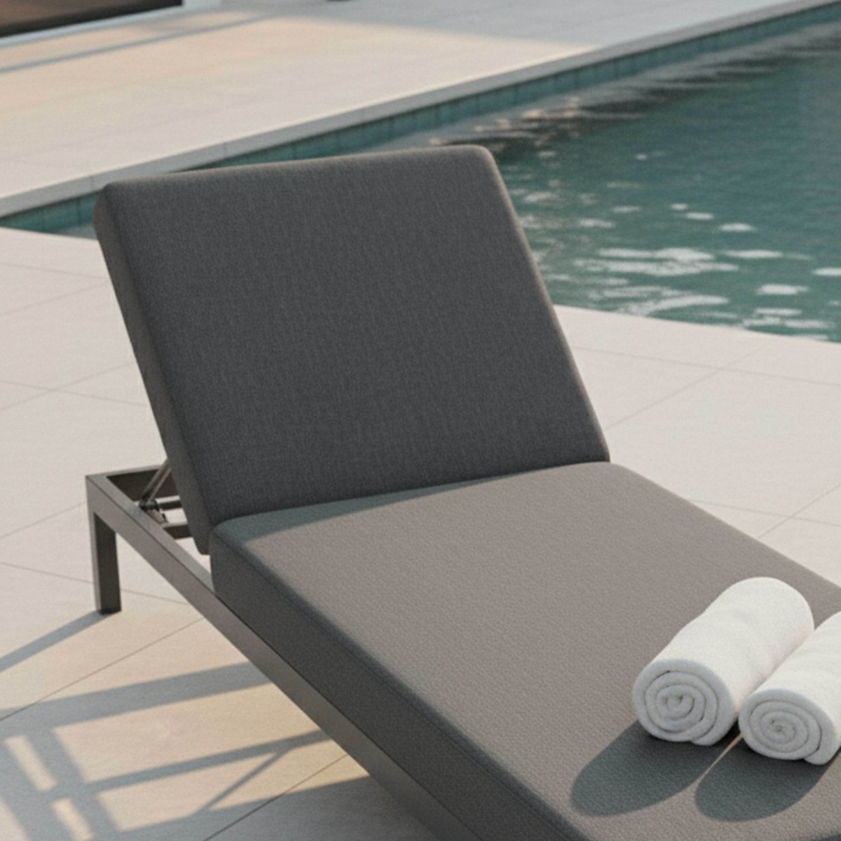 Bain de soleil en aluminium avec coussin, GALAPAGOS gris, OVIALA