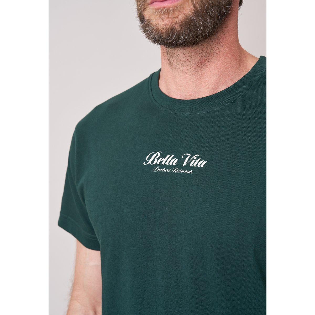 T-shirt loose homme en 100% coton imprimé pasta amore PASTA emerald, DEELUXE