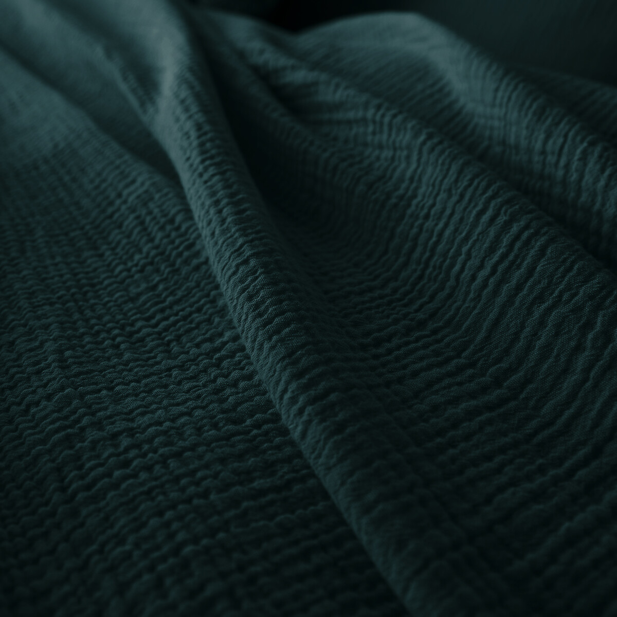 Kumla Plain Cotton Muslin Duvet Cover dark green, LA REDOUTE INTERIEURS