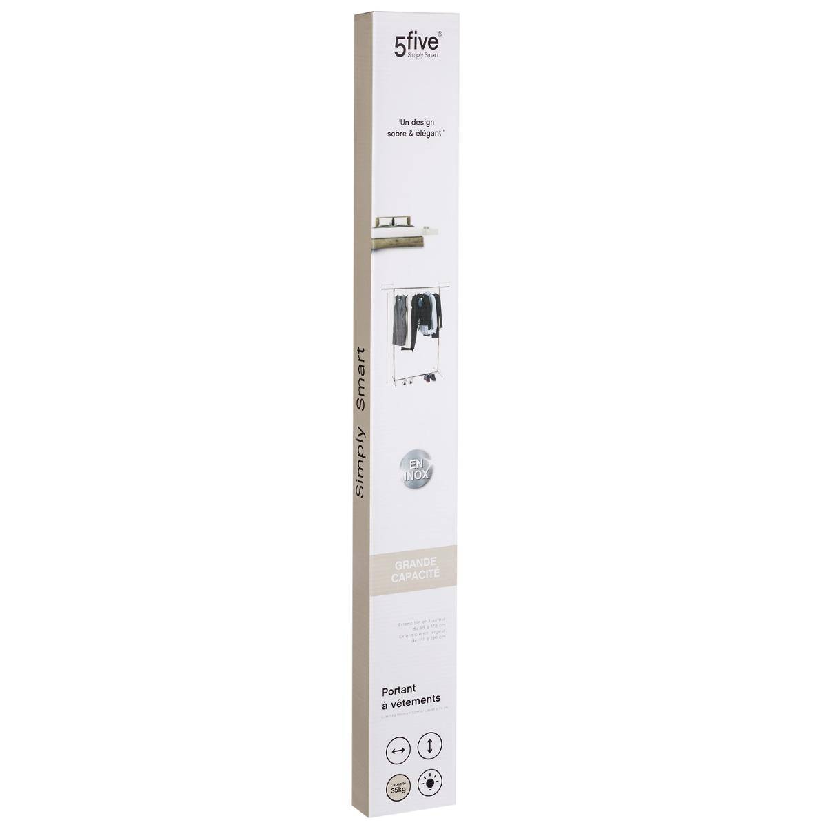 Portant à vêtements en inox ACHILLE argent, 5FIVE SIMPLY SMART