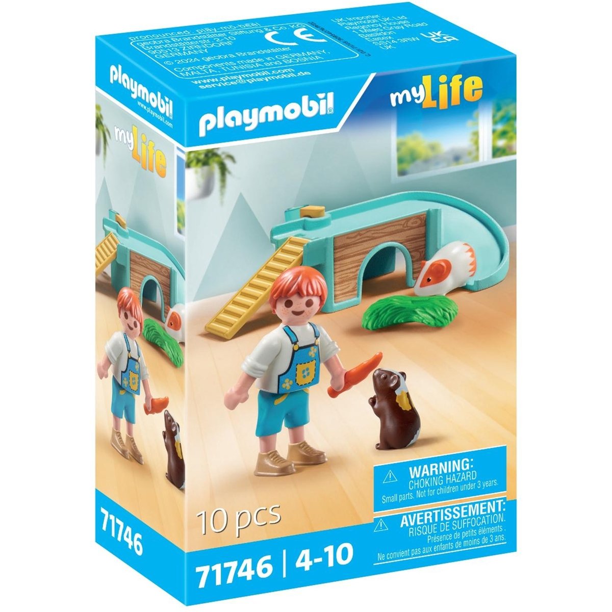 Enfant avec 2 cochons d'Inde et aire de jeux multicolore, PLAYMOBIL