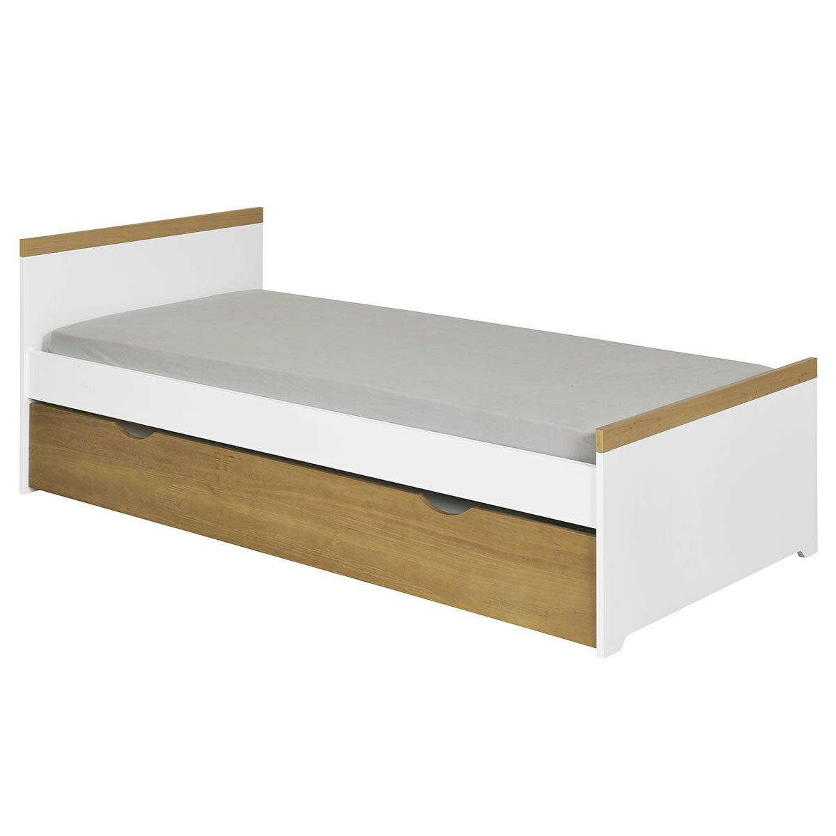 Lit enfant avec sommier gigogne et matelas NAIS blanc, AKITEN RETAIL
