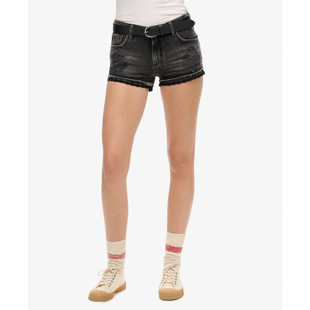 Mini short en denim pierre noire wolcott, SUPERDRY