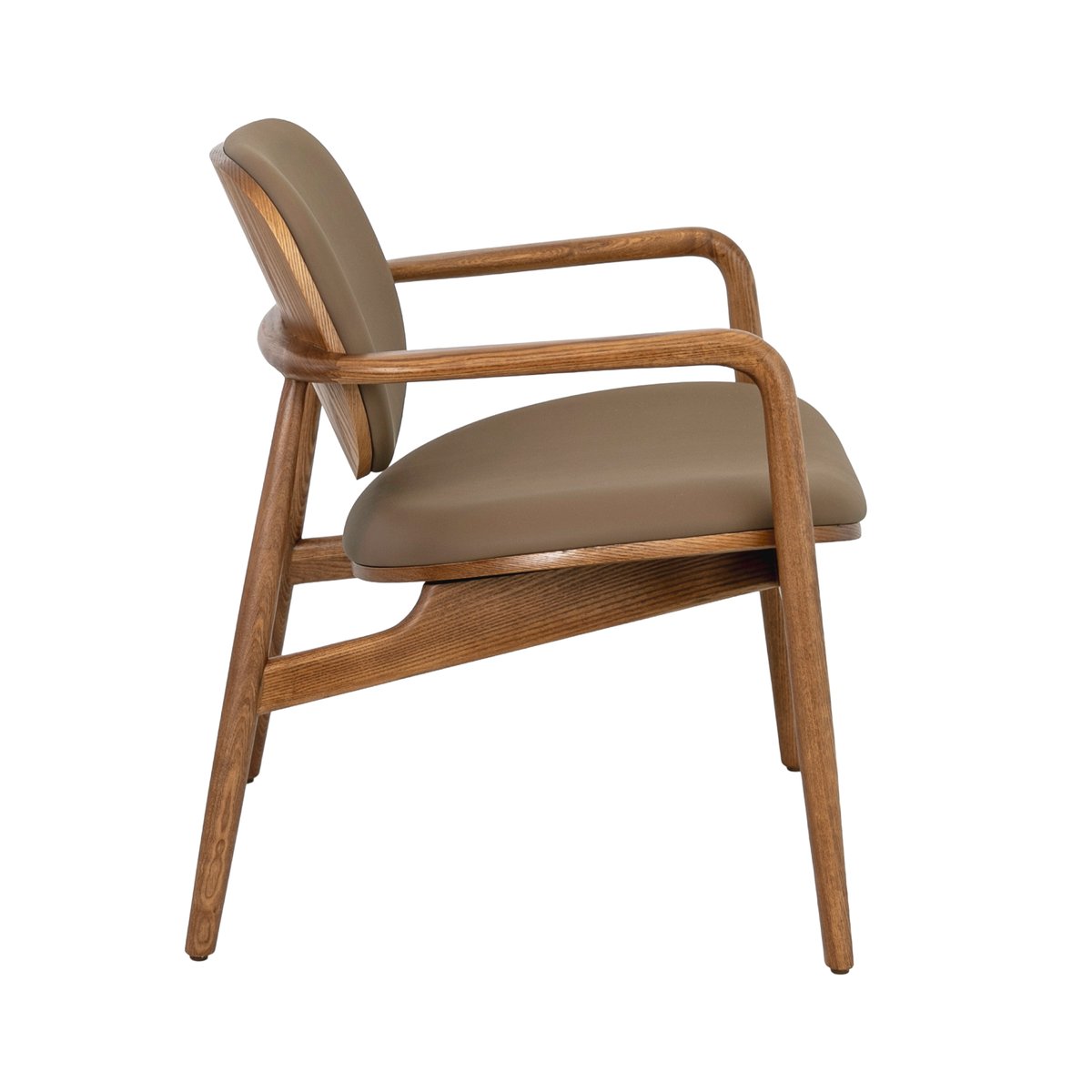 Fauteuil en similicuir taupe et noyer noyer | taupe, ANGEL CERDA