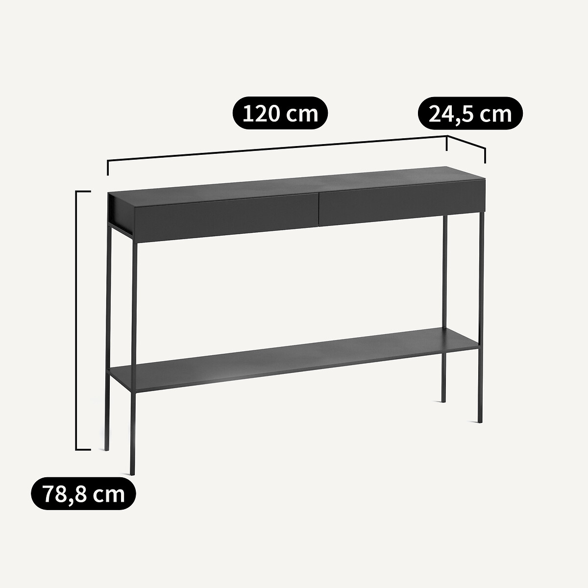 Fébée Aged Effect Metal Two-Tier Console gun metal, AM.PM