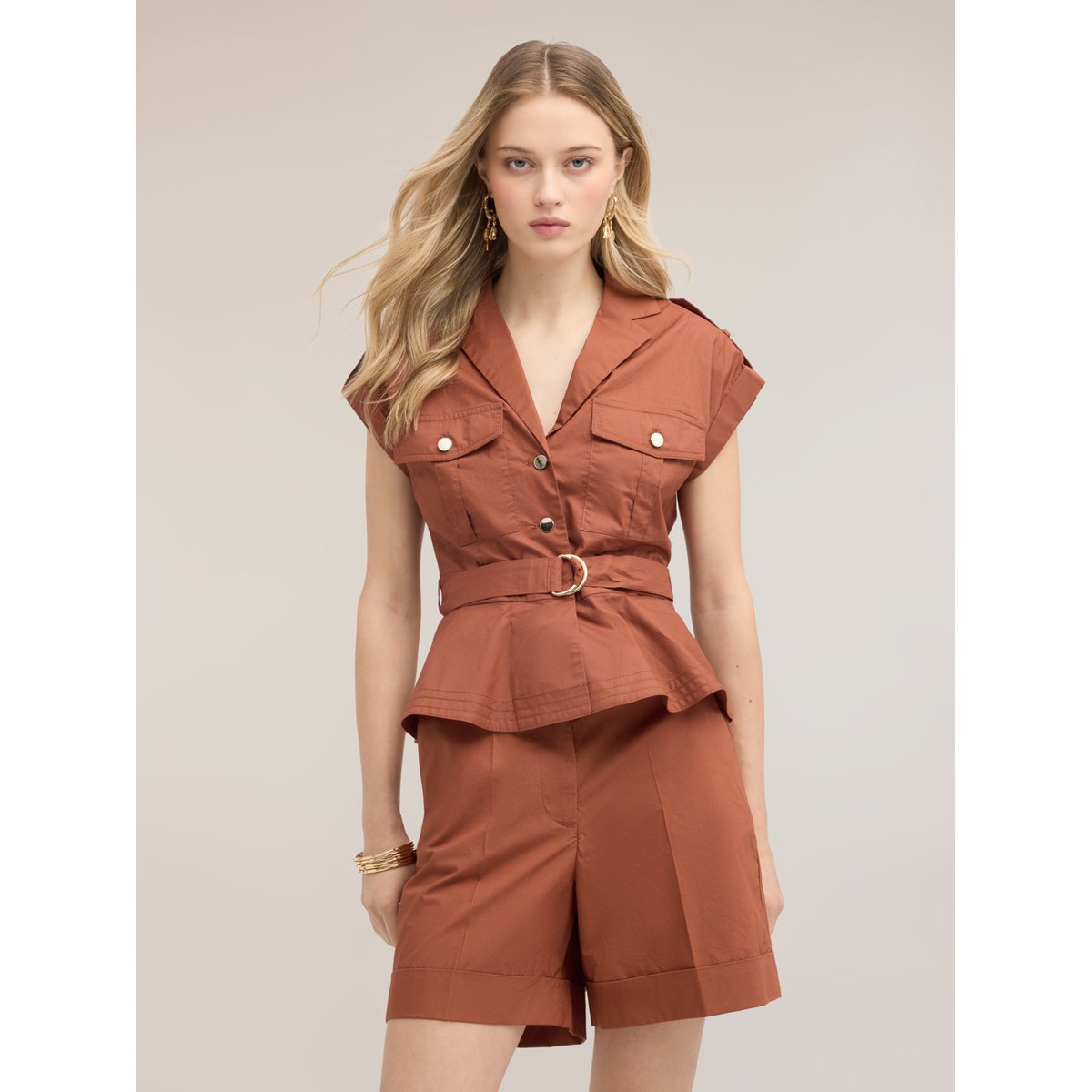 Chemise avec poches marron, MOTIVI