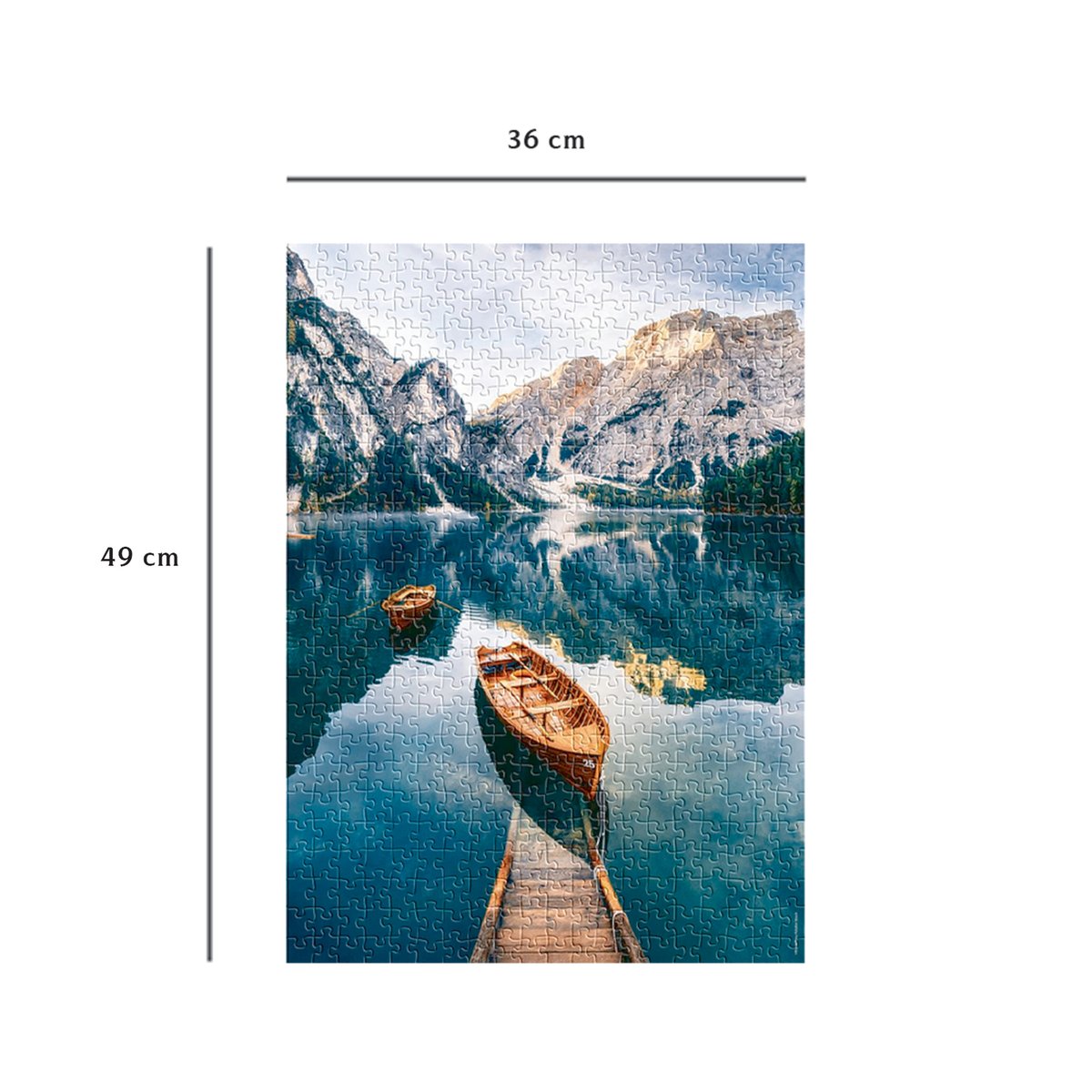 Puzzle n 500 p - les barques du lac de braies, italie couleur unique, NATHAN