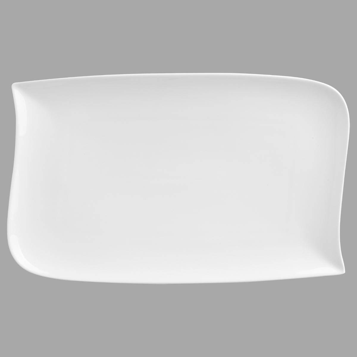 Lot de 6 assiettes plates rectangulaires en porcelaine VAGUE blanc, SECRET DE GOURMET