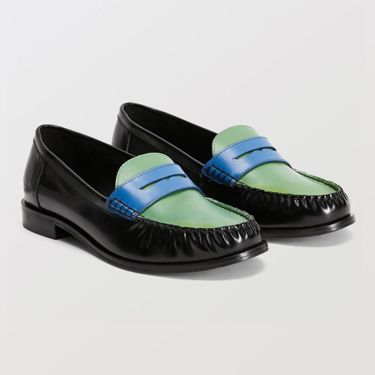 Mocassins tricolores en cuir bocage, MONOPRIX