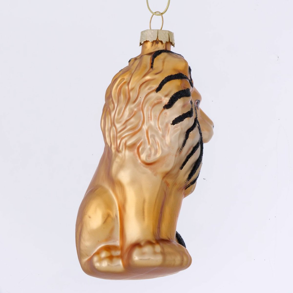 Set de 2 boules de Noël en verre laqué safari lion et léopard 6x4x10cm marron, WADIGA