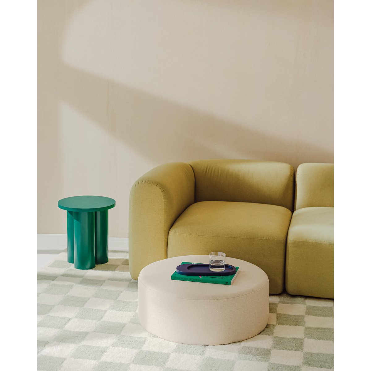 Pouf rond en fibre synthétique FOLK clay grey mélange, NOO.MA