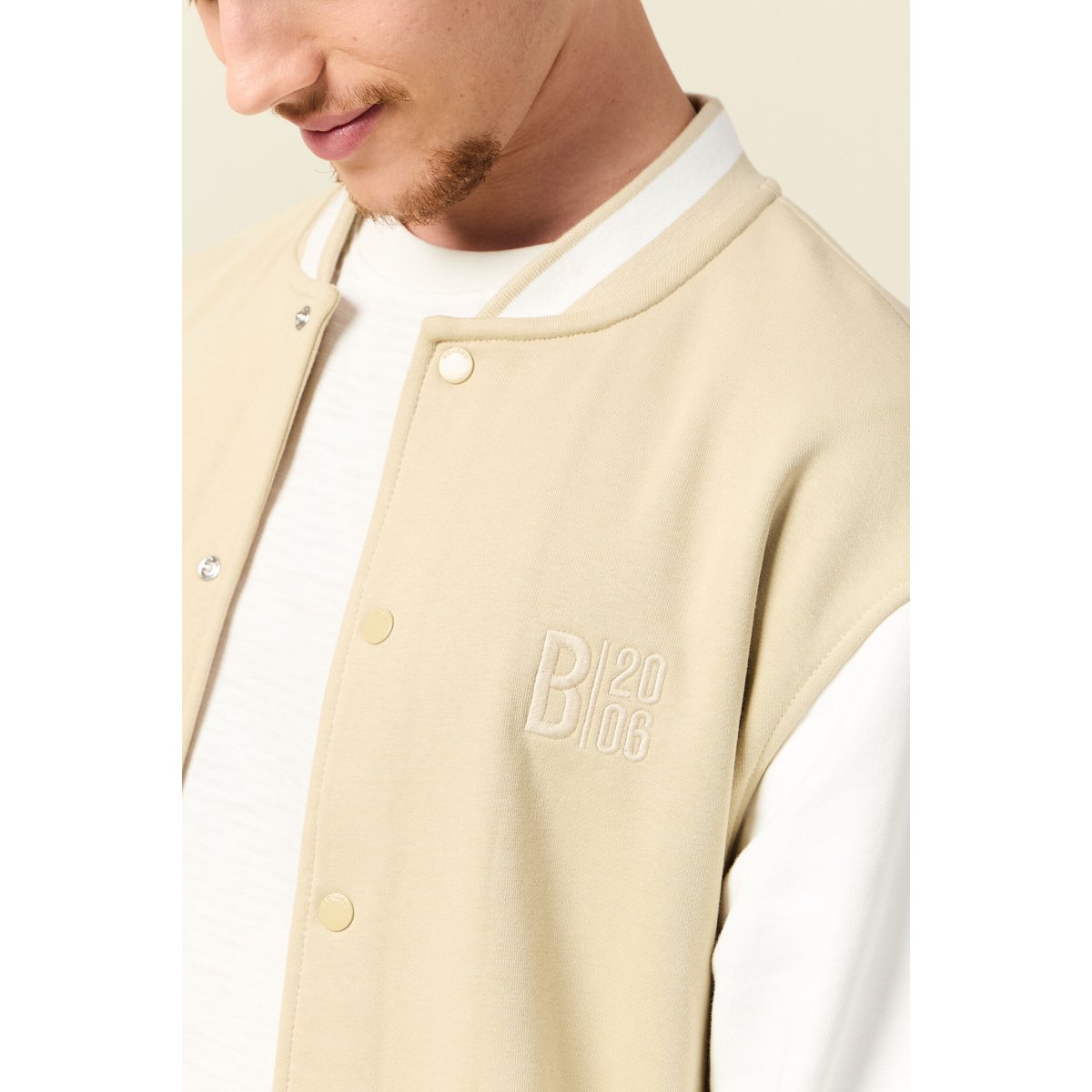 Veste sweat manches longues ecru, BONOBO