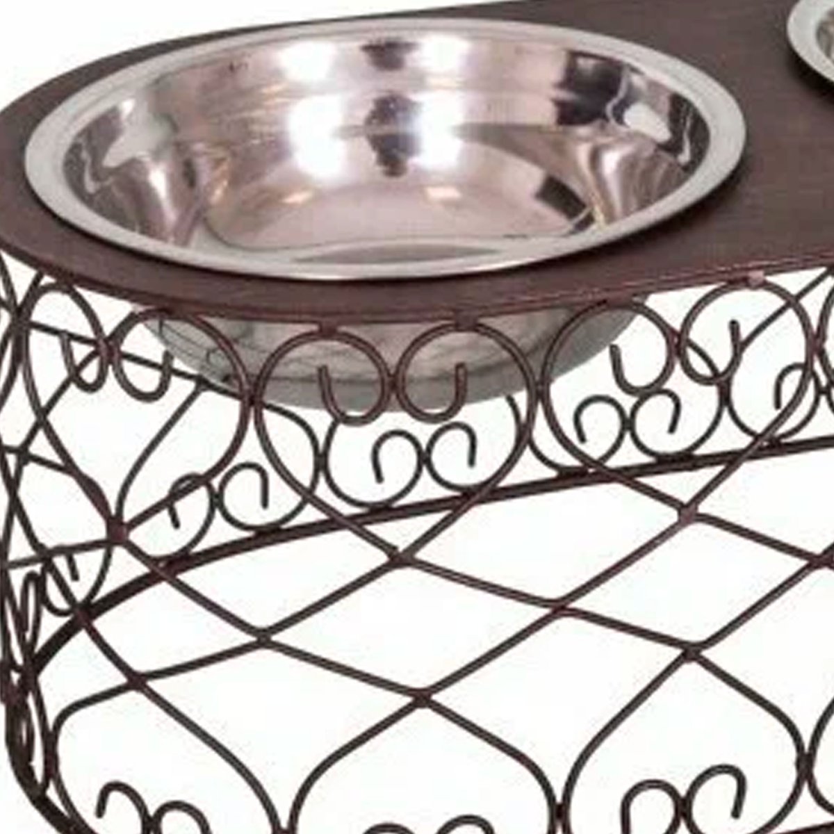 Porte gamelles + 2 gamelles inox 40x20x15cm marron, WADIGA