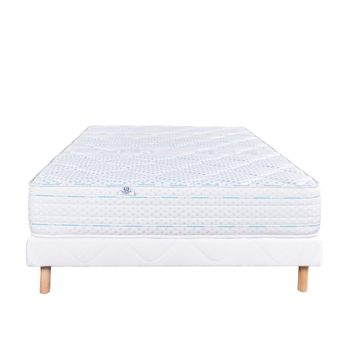 Ensemble matelas mousse ferme 24 cm et sommier blanc blanc, HOME MAISON
