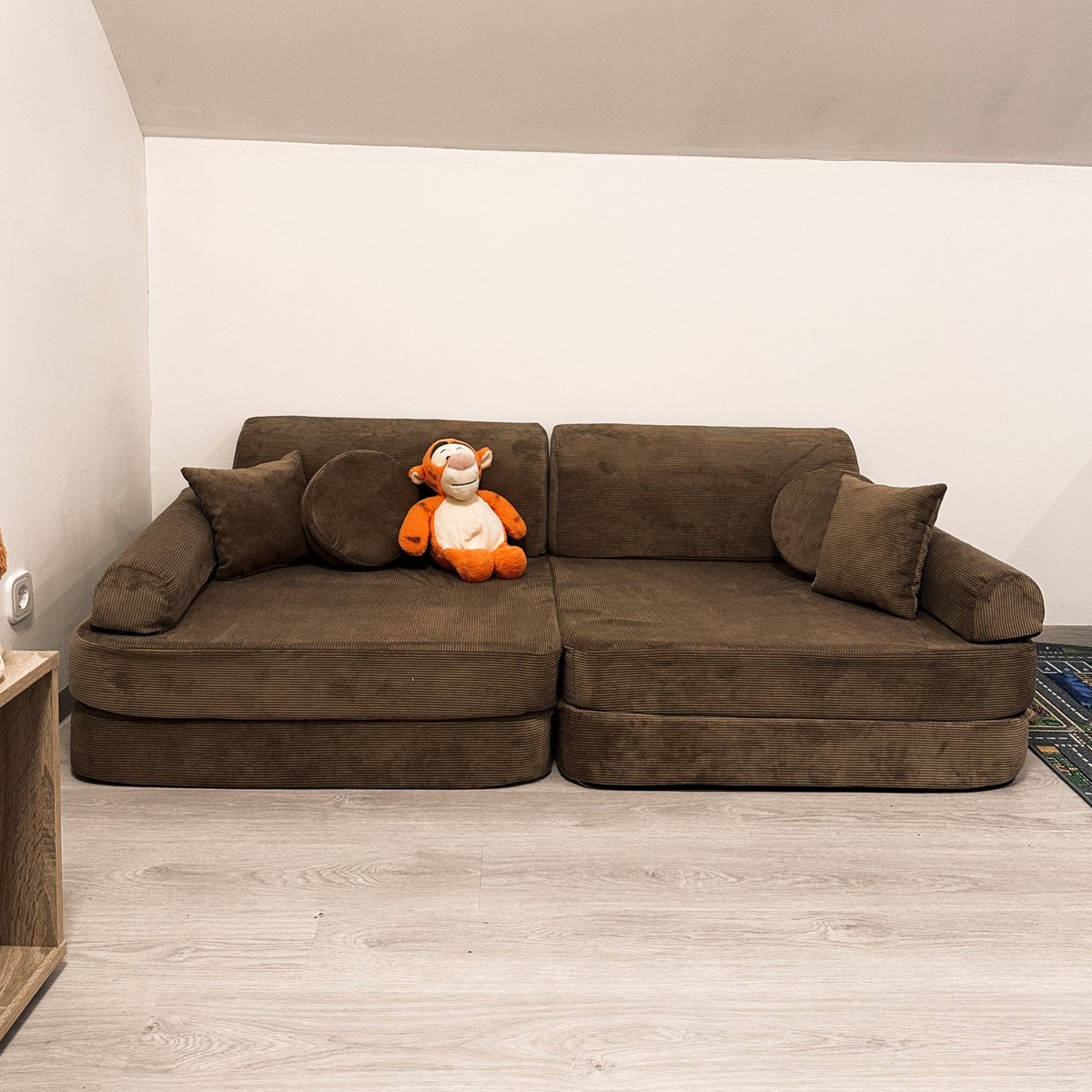 Canapé modulable velours SLIMCORDE marron, MEOW BABY