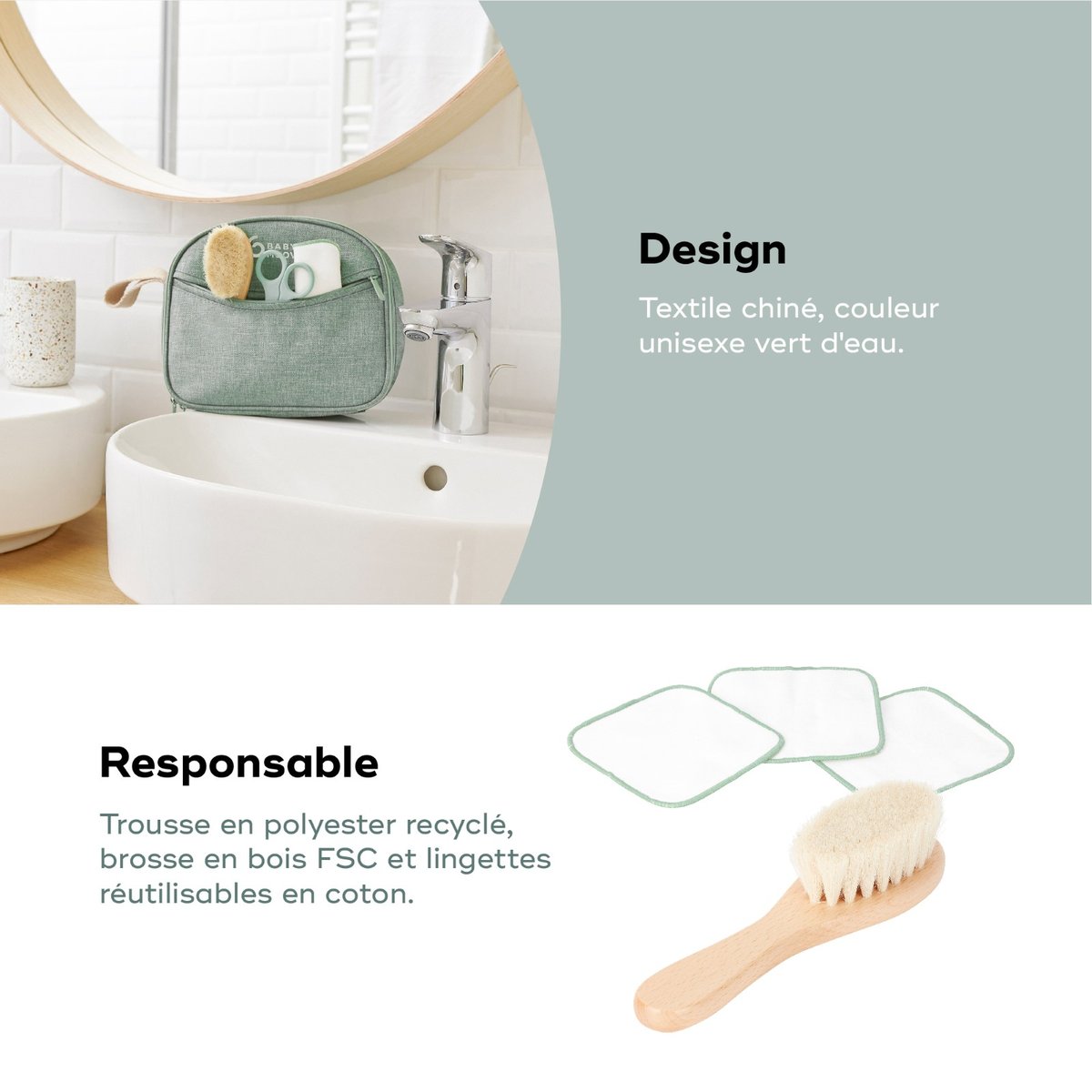 Trousse de Soin Bébé 10 Accessoires, Matcha vert, BABYMOOV