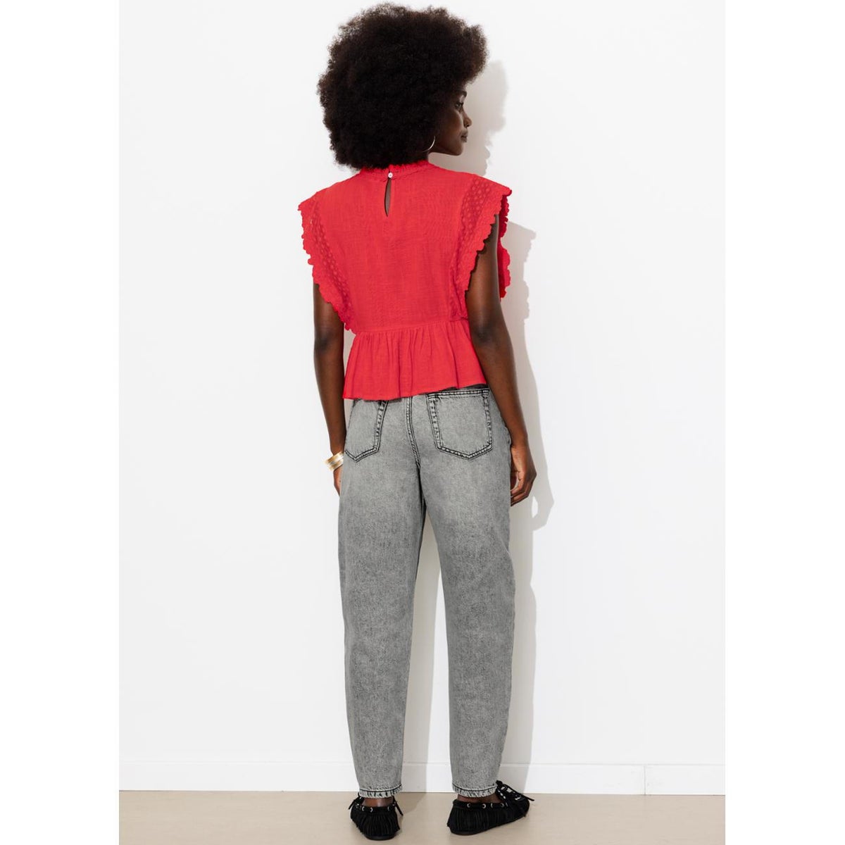 Jean balloon taille haute jean noir, PROMOD