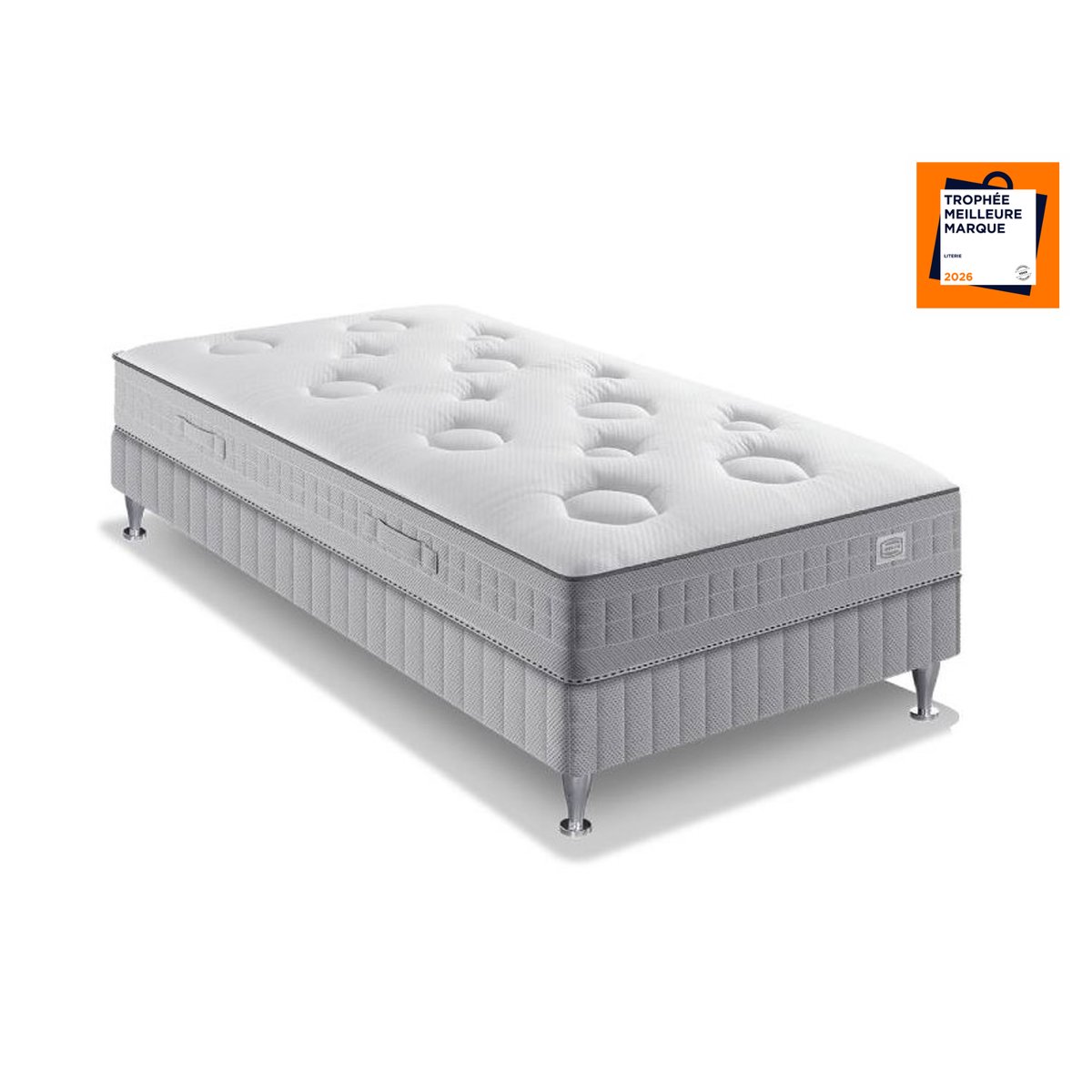 Ens FLEXION 180x200 matelas H26 ressort ensachés, mi-ferme, 2 sommiers blanc, SIMMONS