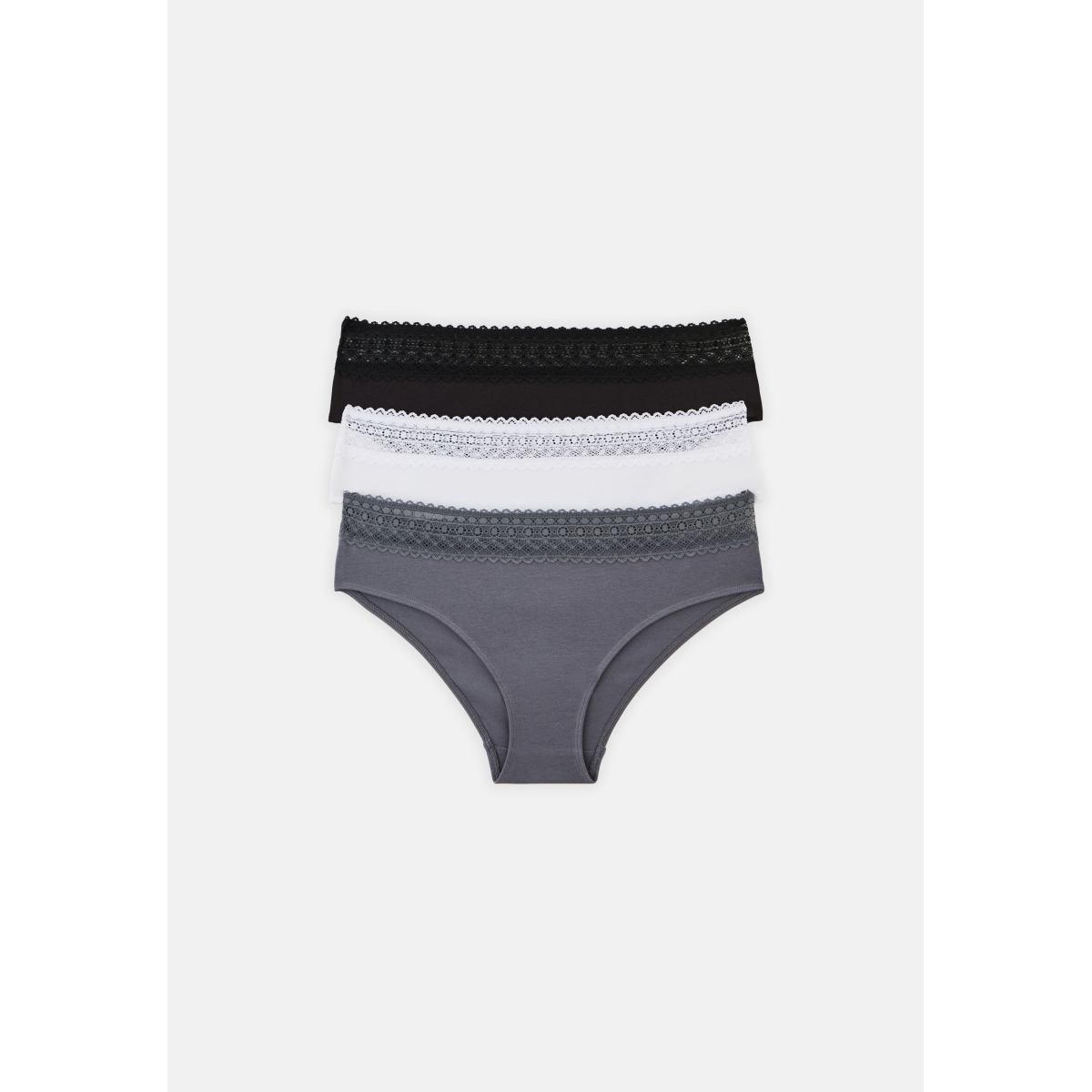 Lot de 3 shortys en coton et dentelle multicolore, VARIANCE