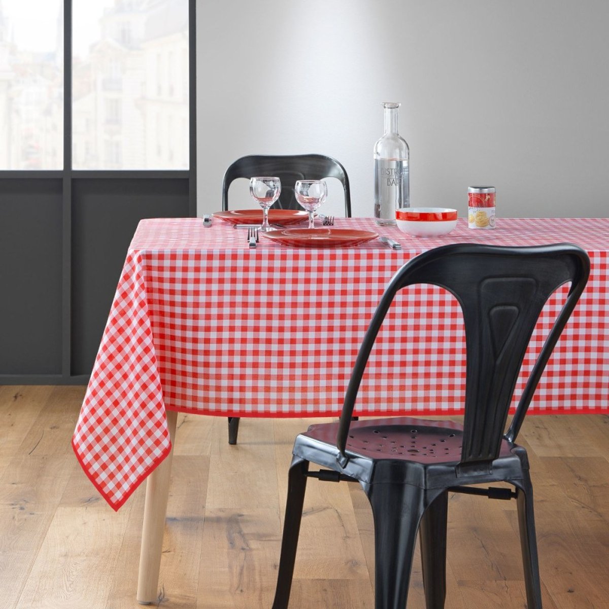 Nappe Rectangulaire 150x240 Antitache Imprimé Vichy Rouge rouge, DECORATIE