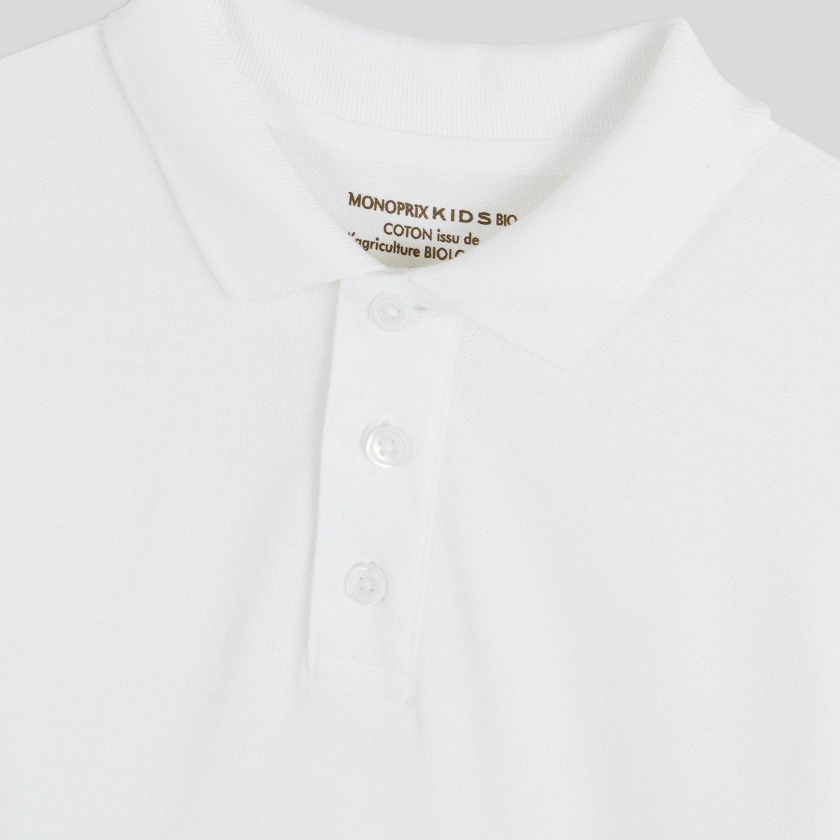 Polo manches courtes uni en coton BIO GOTS blanc, MONOPRIX