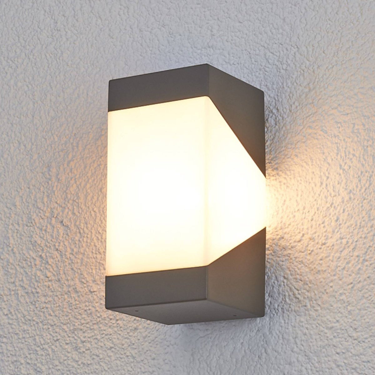 Applique extérieure en aluminium moderne gris graphite, blanc opale, LUCANDE