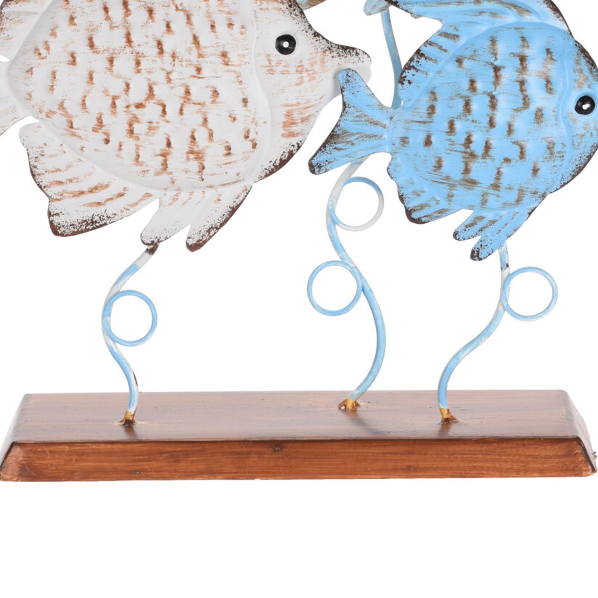 Décoration à poser métal bord de mer 3 poissons - 22x8.5x31cm bleu, WADIGA