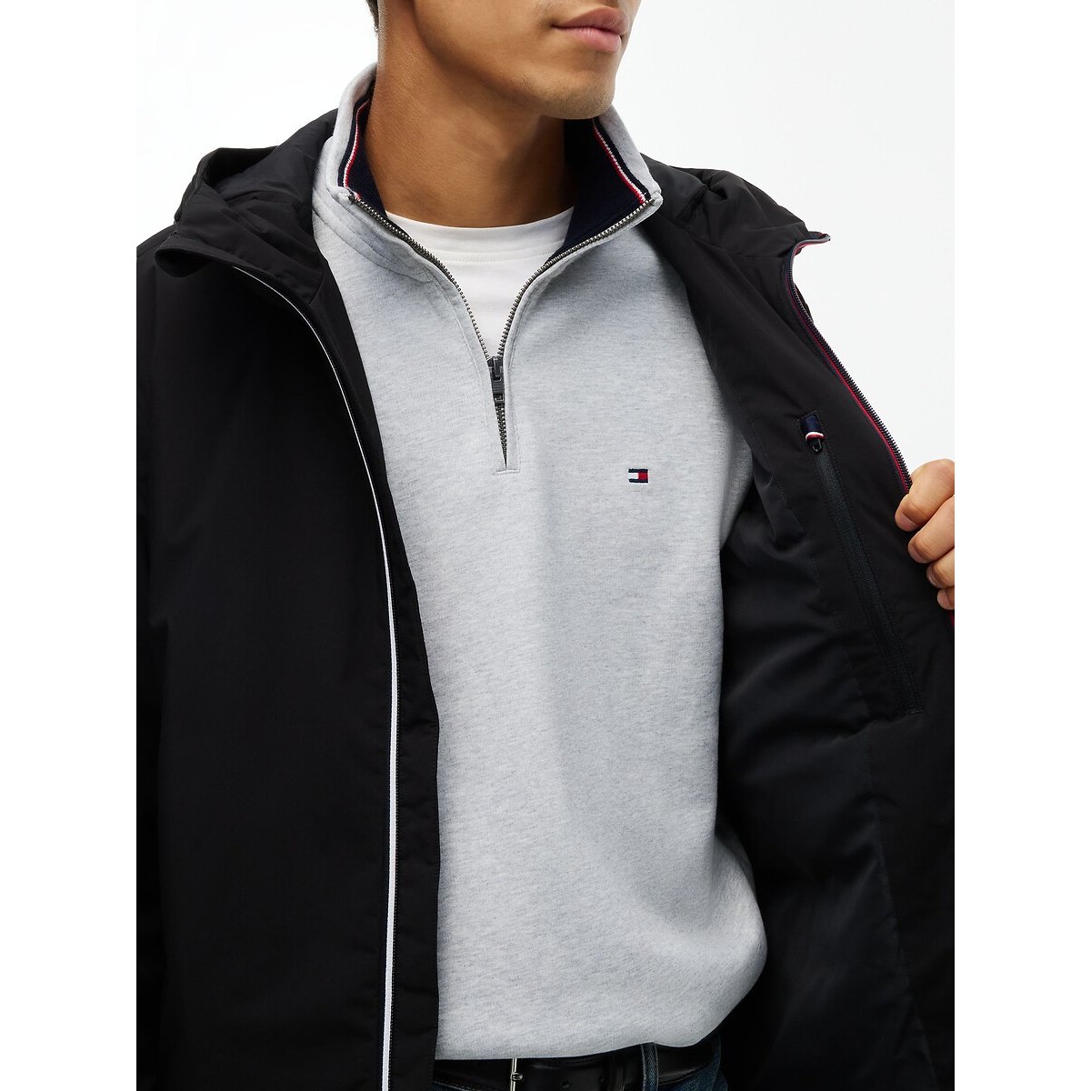 Coupe-vent à capuche noir, TOMMY HILFIGER
