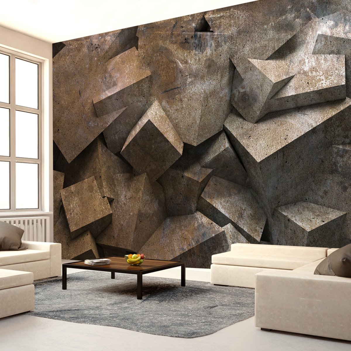 Papier peint intissé panoramique Marches de pierre blanc, EDEN