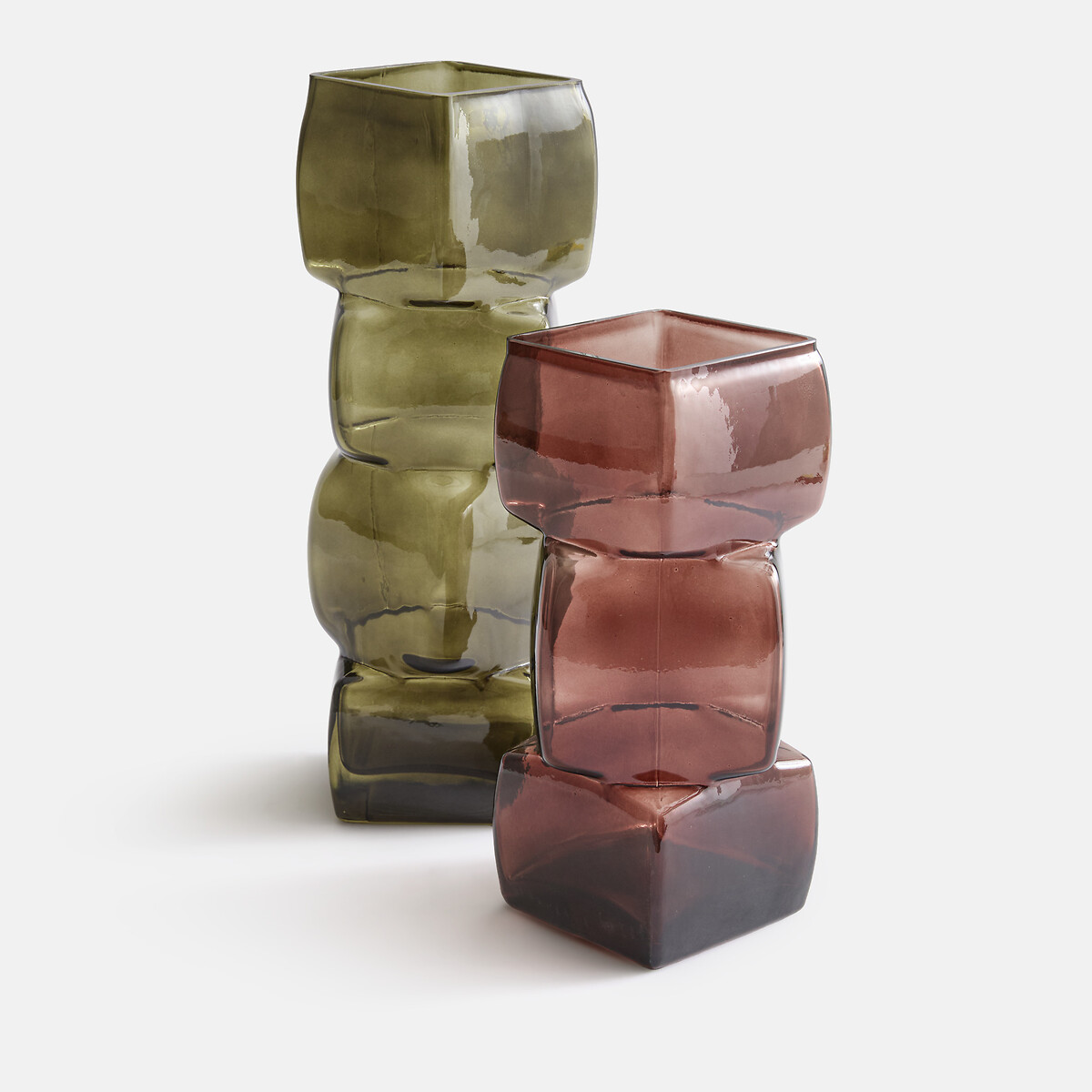 Vase en verre fumé coloré, hauteur 29 cm, CUBIA marron ambre, LA REDOUTE INTERIEURS