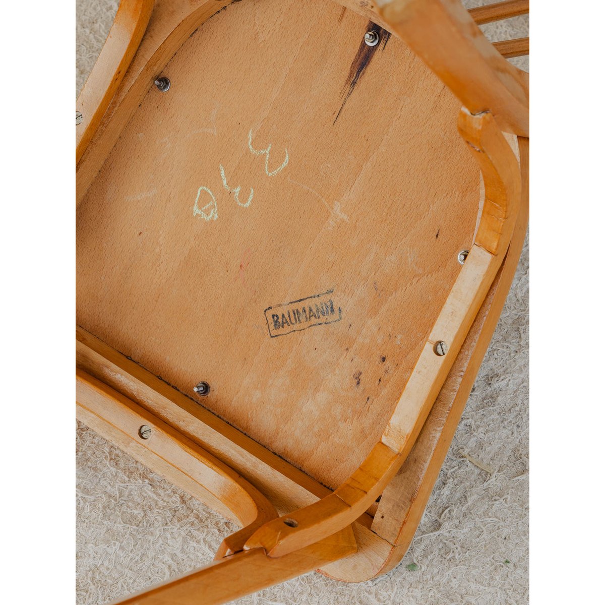 Lot de 6 chaises Baumann en bois Claude N°1387 - Bon état bois clair, DEBONGOUT