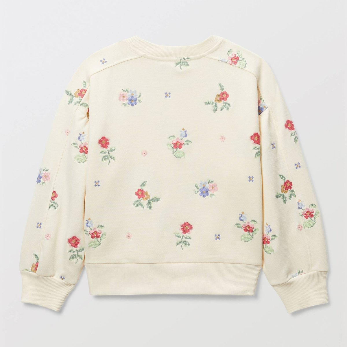 Sweat brodé en éponge butter cream, MONOPRIX