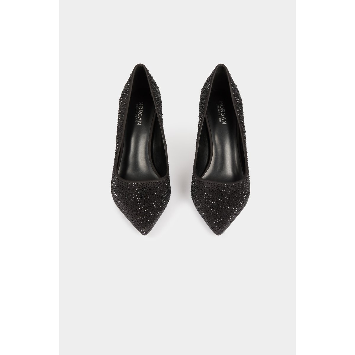 Escarpin satin strass noir, MORGAN