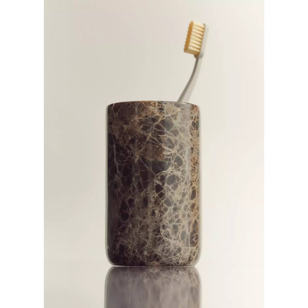 Gobelet à brosse à dents en marbre marron, MANGO HOME