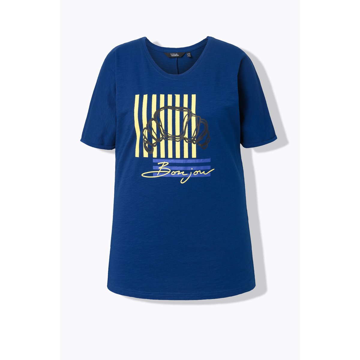 T-shirt motif croissant, coupe oversize bleu, ULLA POPKEN