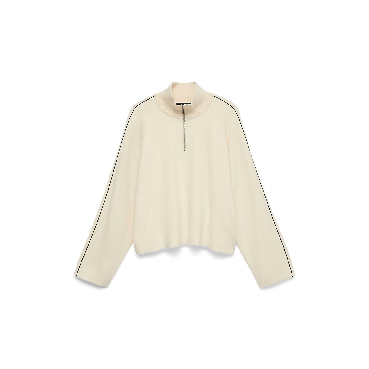 Pull manches longues, avec col montant zippé ecru, VERO MODA