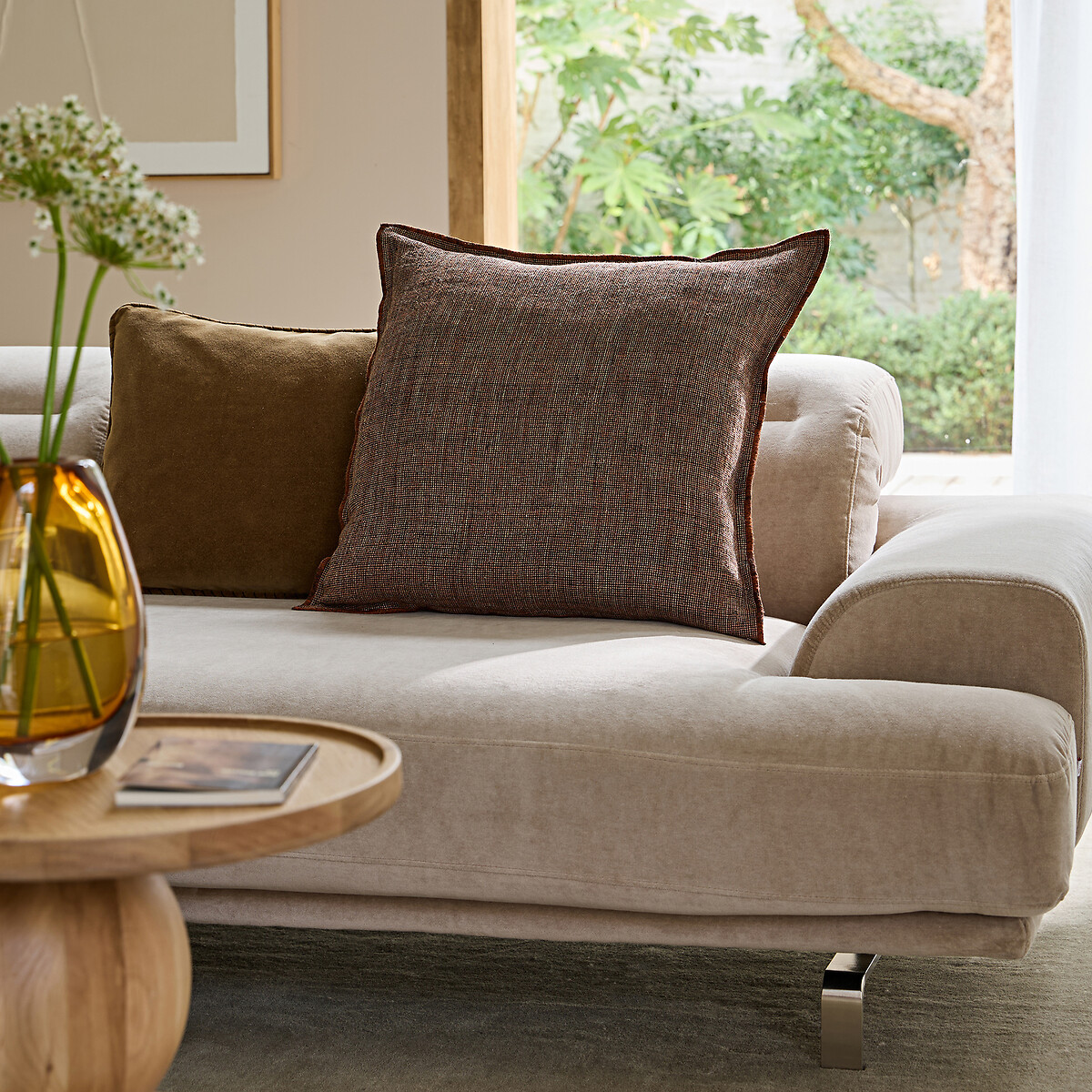 Missia Cushion Cover in dyed woven and linen rust, AM.PM