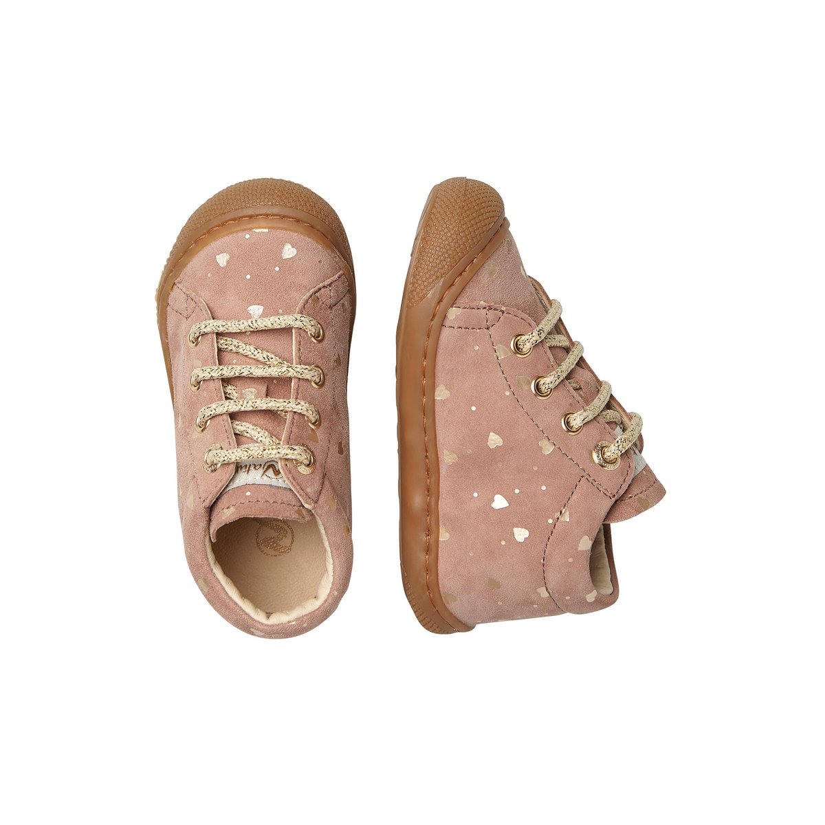 Chaussures premiers pas en suède COCOON rose poudré, NATURINO