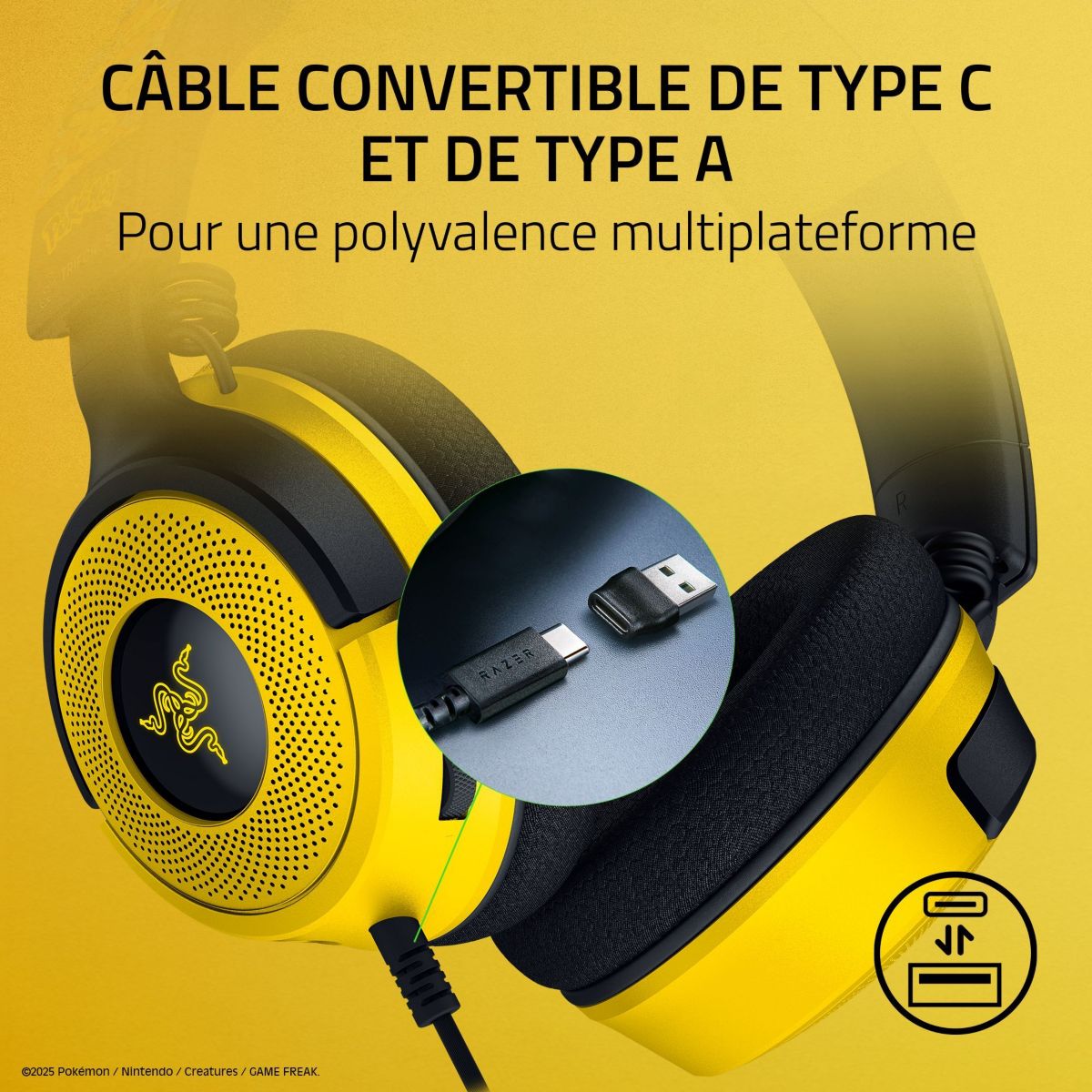 Casque gamer KRAKEN V4 X POKÉMON KANTO STARTERS ED multicolore, RAZER