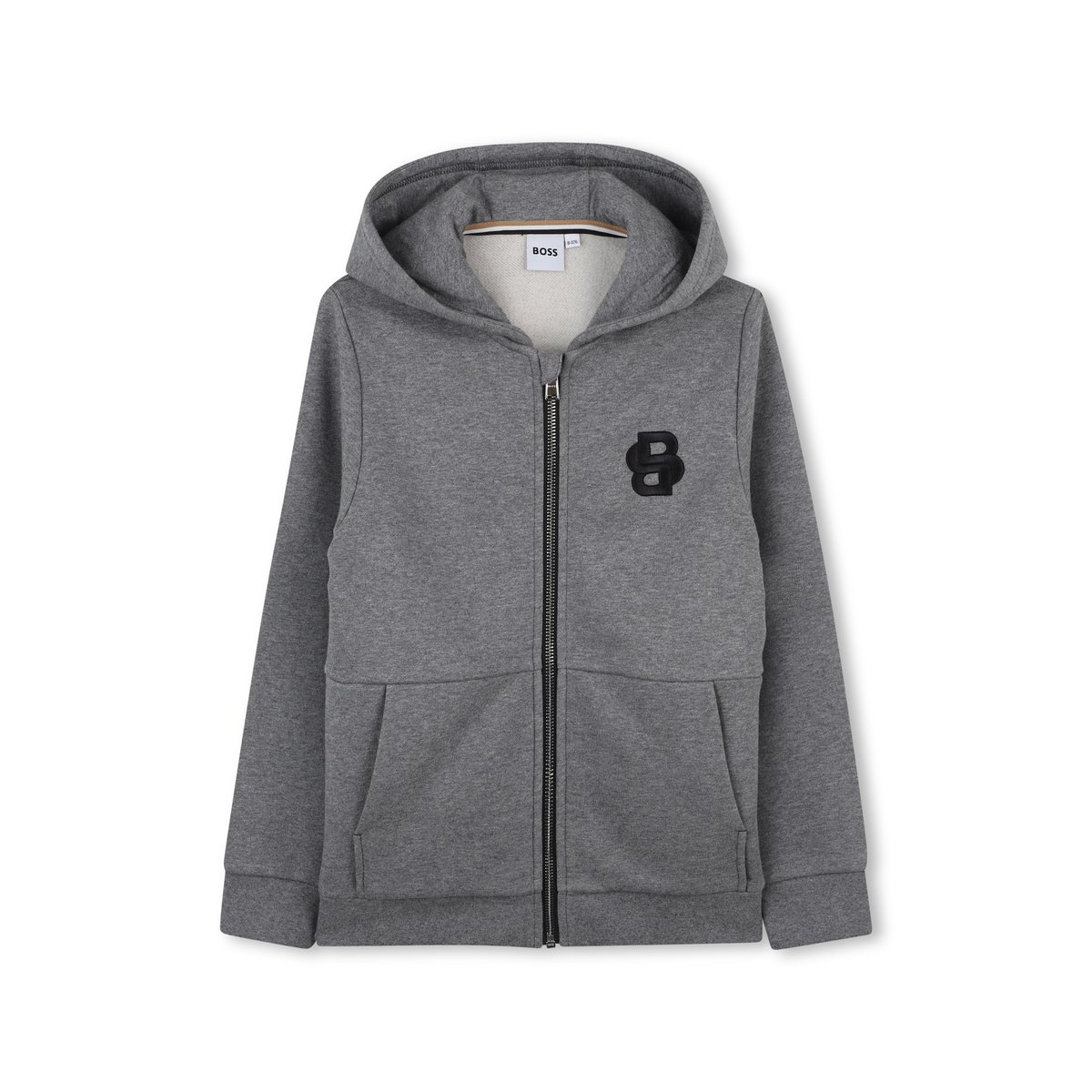 Cardigan con cappuccio gris chine, BOSS KIDSWEAR