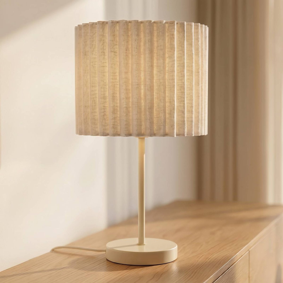 Lampe à poser en textile, Libbie crème, LINDBY
