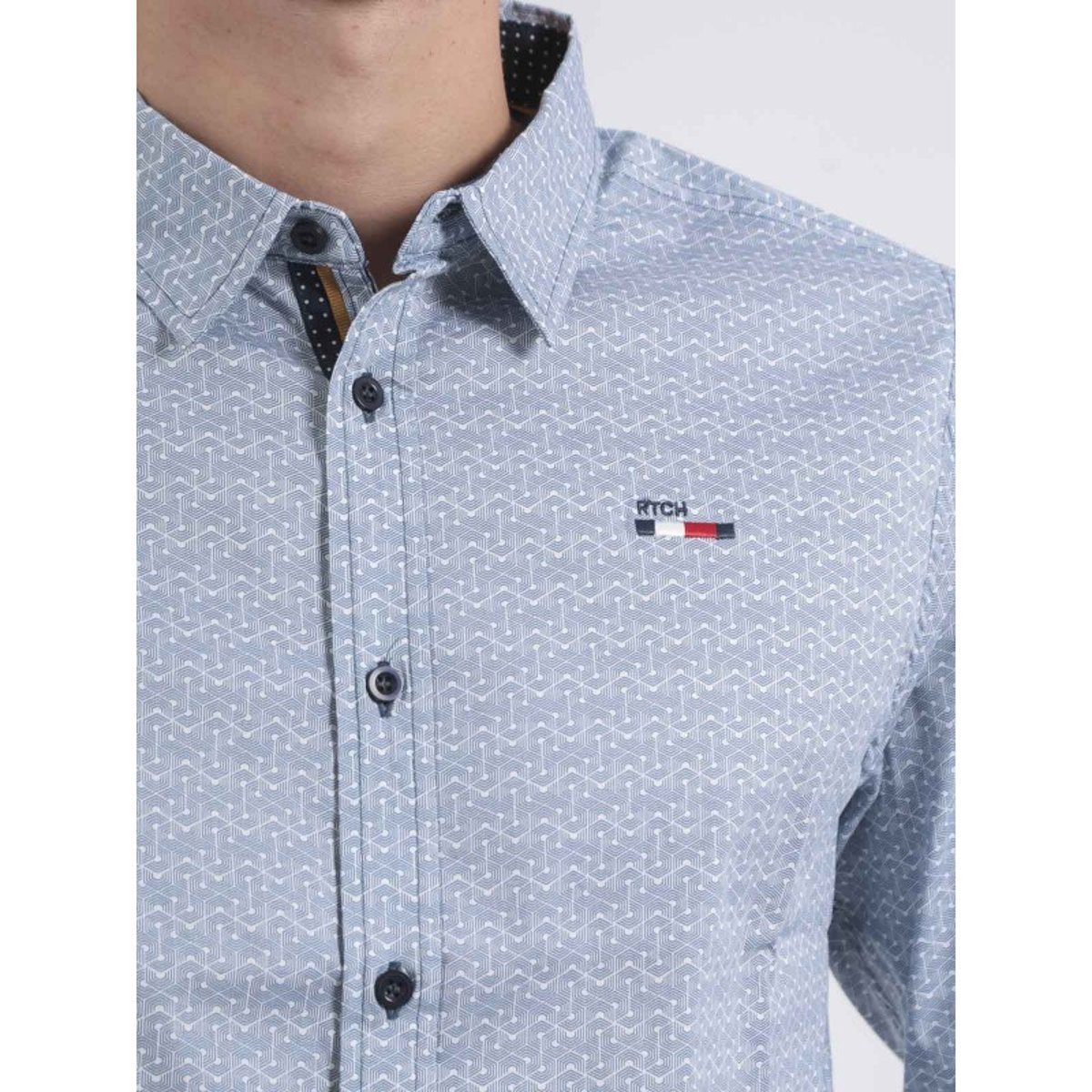 Chemise Manches Longues Motifs Teralix blanc, RITCHIE