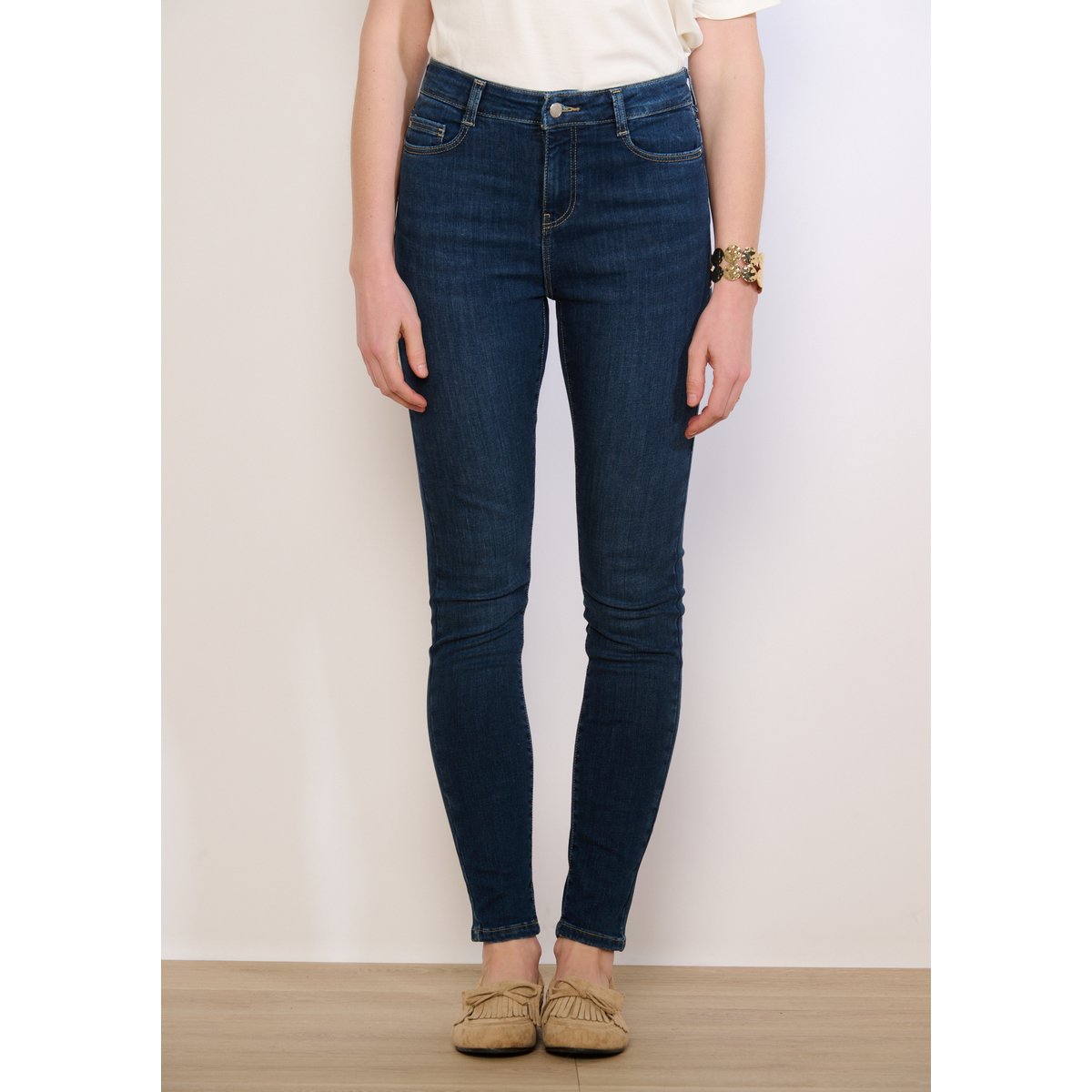 Jean skinny taille haute dark blue, LOLALIZA