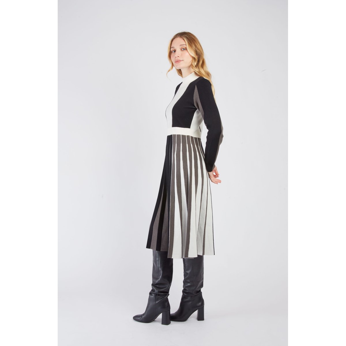 Robe mi-longue en maille CASSIOPEE noir, DERHY