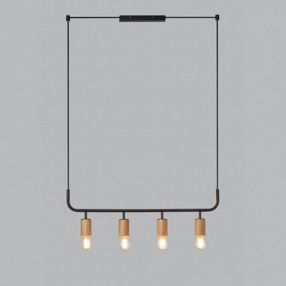 Suspension horizontale 4 lampes bois clair Copa beige, MILLUMINE