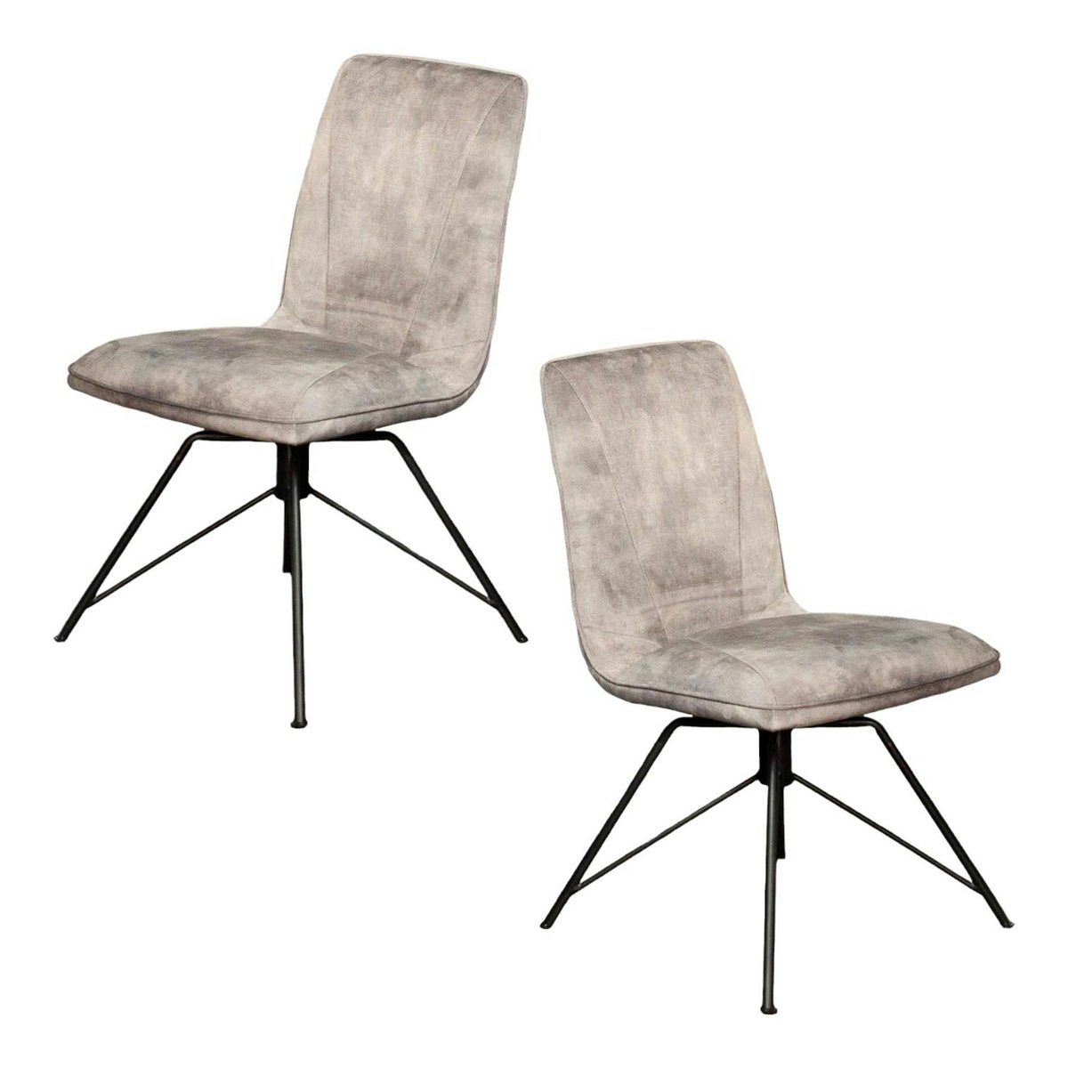 Chaise pivotante en velours (lot de 2) OKA gris, PIER IMPORT