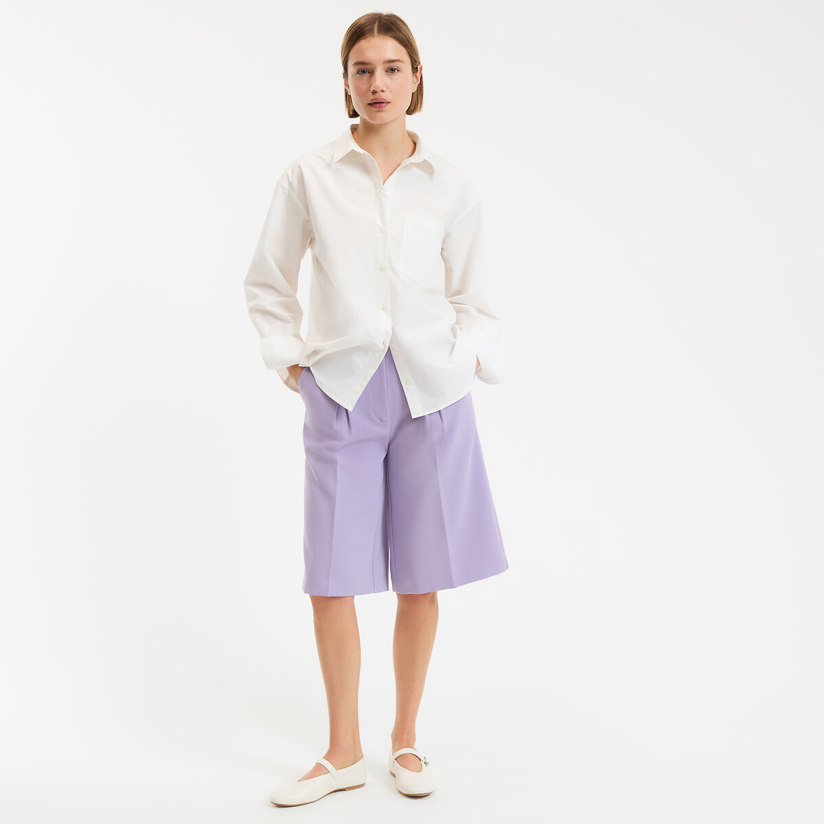 Bermuda avec plis violet parme, LA REDOUTE COLLECTIONS