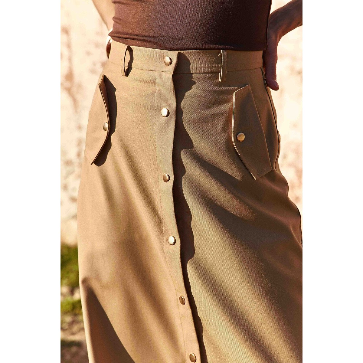 Jupe midi boutonnée, JOE camel, LA PETITE ETOILE