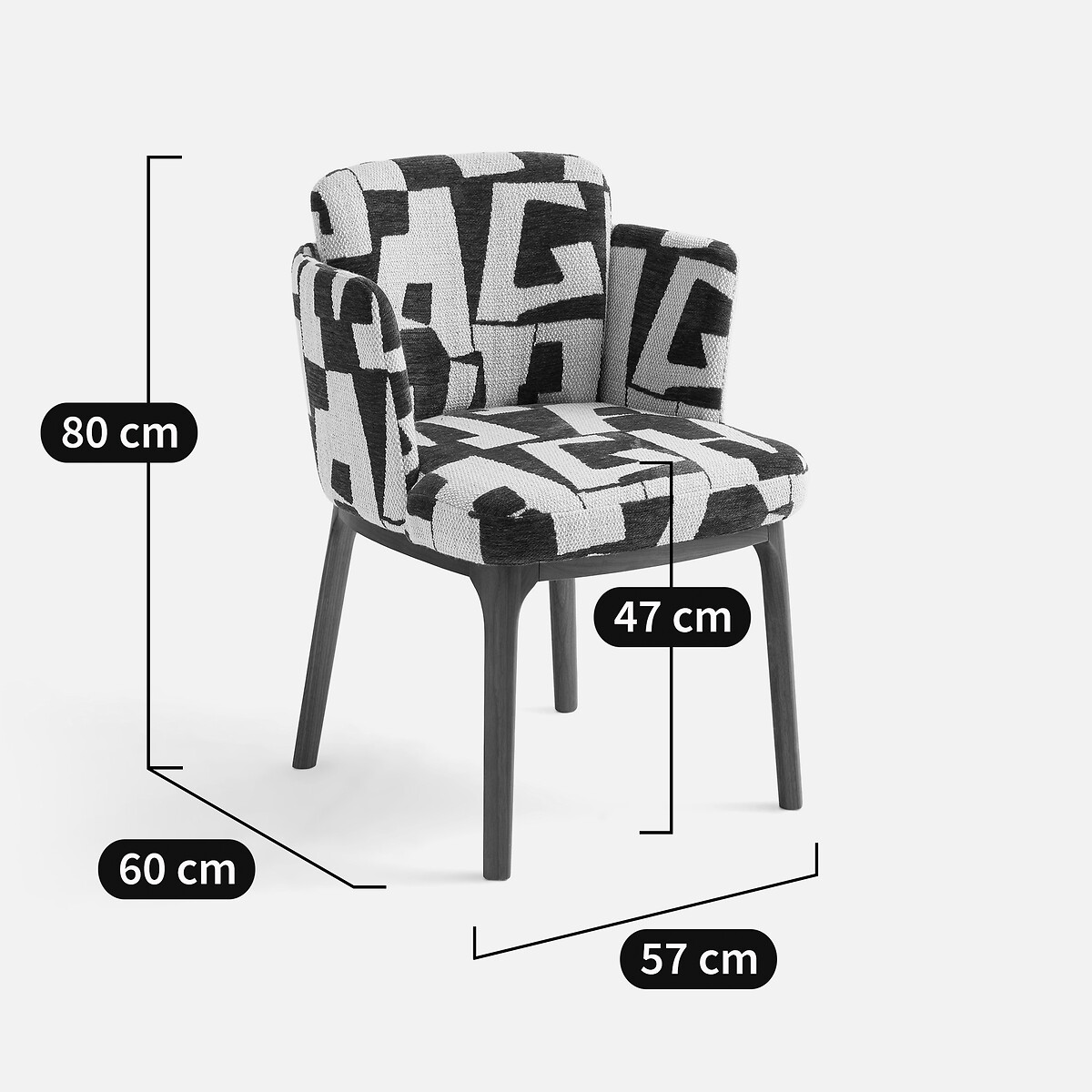 Silla de comedor, en nogal y tejido jacquard, JABOTE tiza espuma, AM.PM