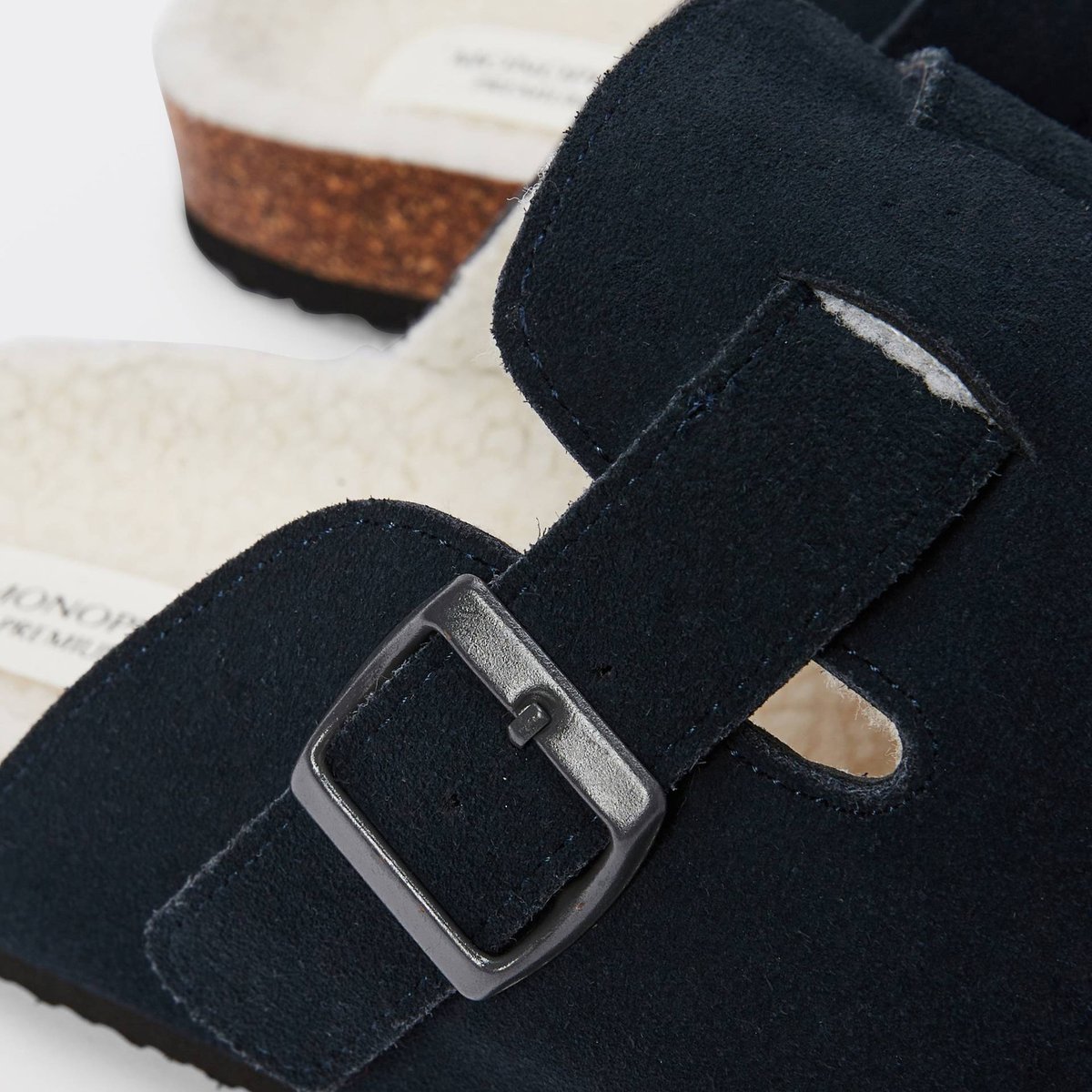Sabot en cuir fourrés marine, MONOPRIX